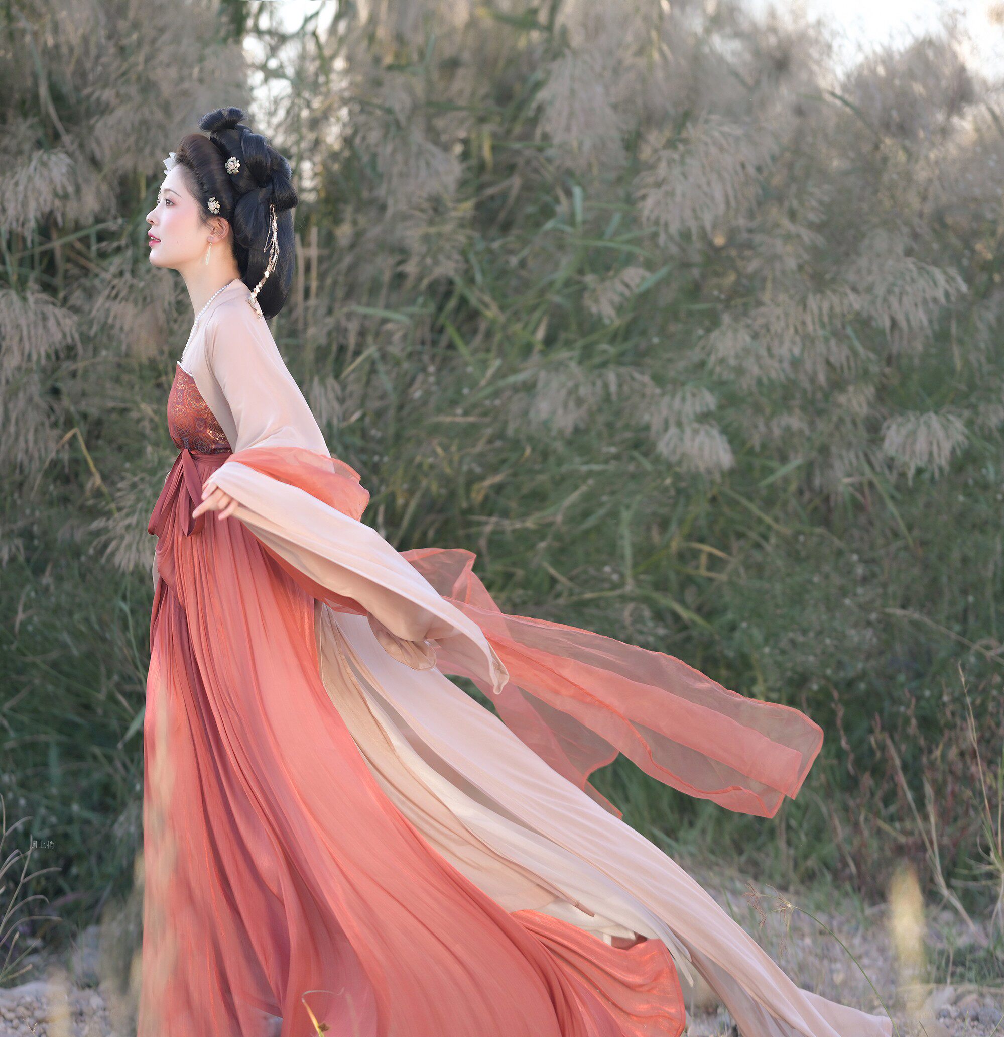 云月梢原创汉服女齐胸襦裙大袖衫拖尾汉元素唐诃子裙 长安诺