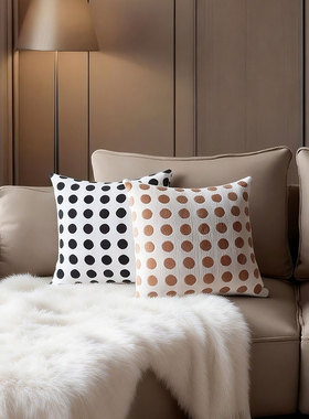 默色空间雪尼尔小波点双面抱枕样板间飘窗床头靠枕客厅方形靠垫套