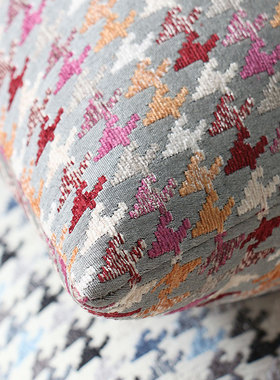 默色空间创意千鸟格色织双面抱枕雪尼尔紫灰双色高级感客厅大靠垫