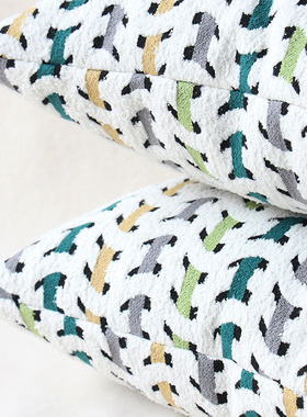 默色空间清新田园风双面抱枕高端软装地中海风格设计师沙发靠垫套