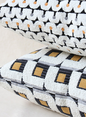 默色空间中古风金色方块双面抱枕轻奢客厅沙发揽枕靠垫套床头靠包