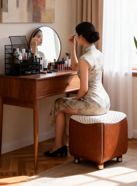默色空间沐光闻茗化妆凳原创高端会客凳客厅沙发边凳中古风茶室凳