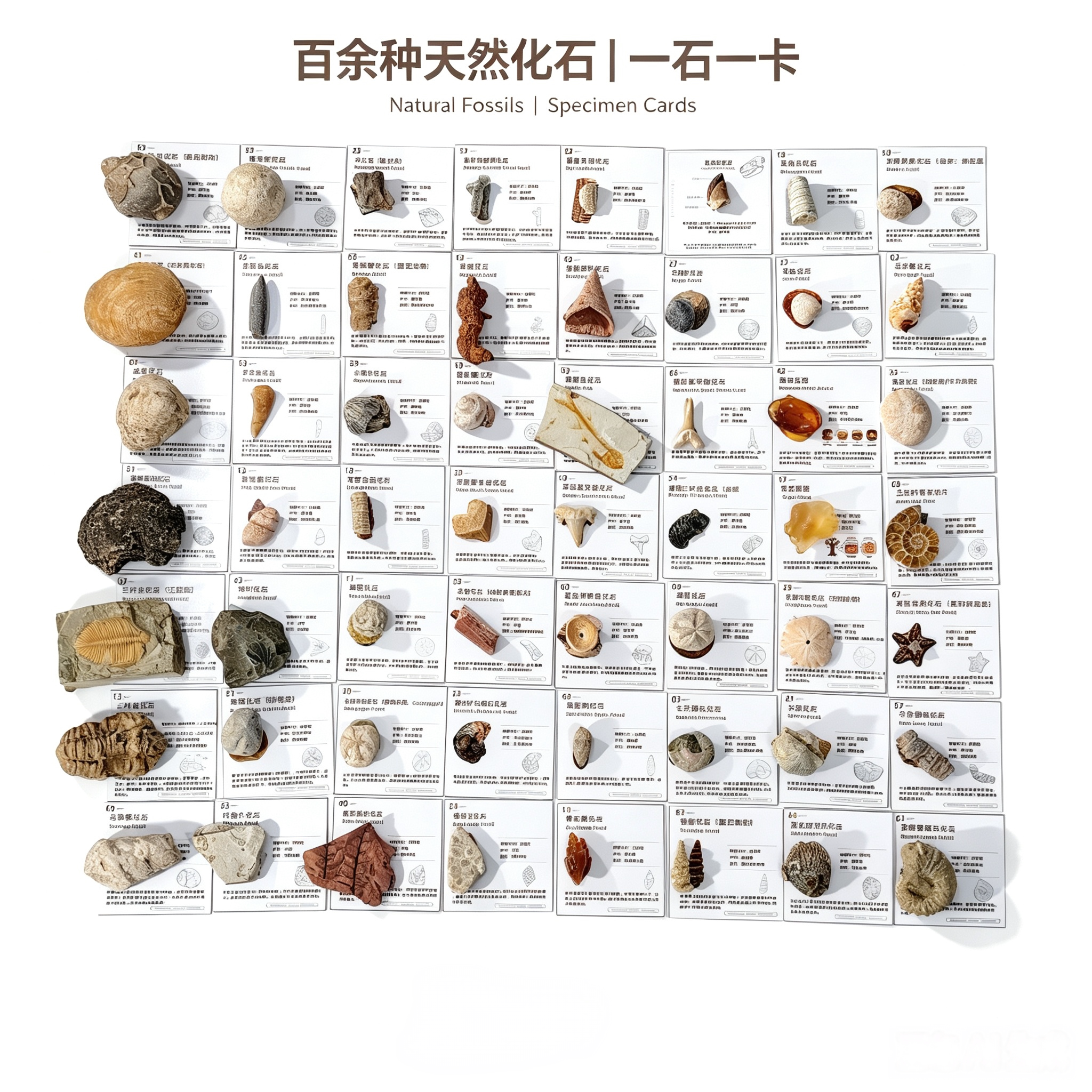 天然古生物三叶虫菊石狼鳍鱼植物贝壳化石原石头地质科普教学标本