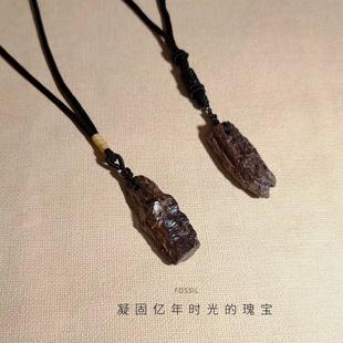天然戈壁滩沙漠褐铁矿化木化石原石手把件吊坠硅化木挂件礼物摆件