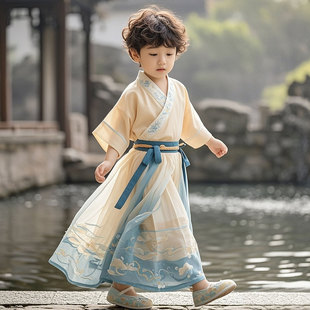 儿童汉服夏季男童新中式国风唐装2026新款小少爷帅气古装表演服装
