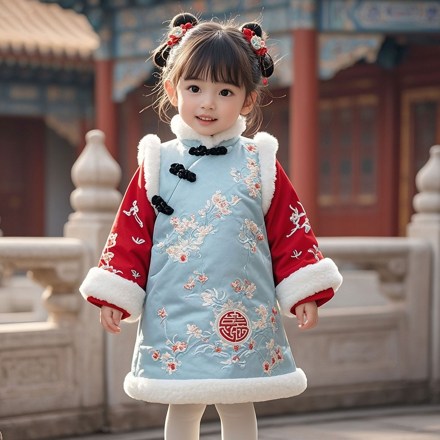 中国风女童汉服儿童古风加绒唐装