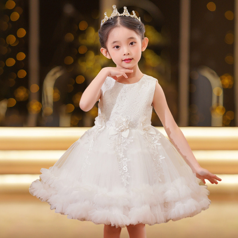 儿童礼服公主裙洋气花童婚纱裙小女孩主持人蓬蓬裙钢琴演奏演出服