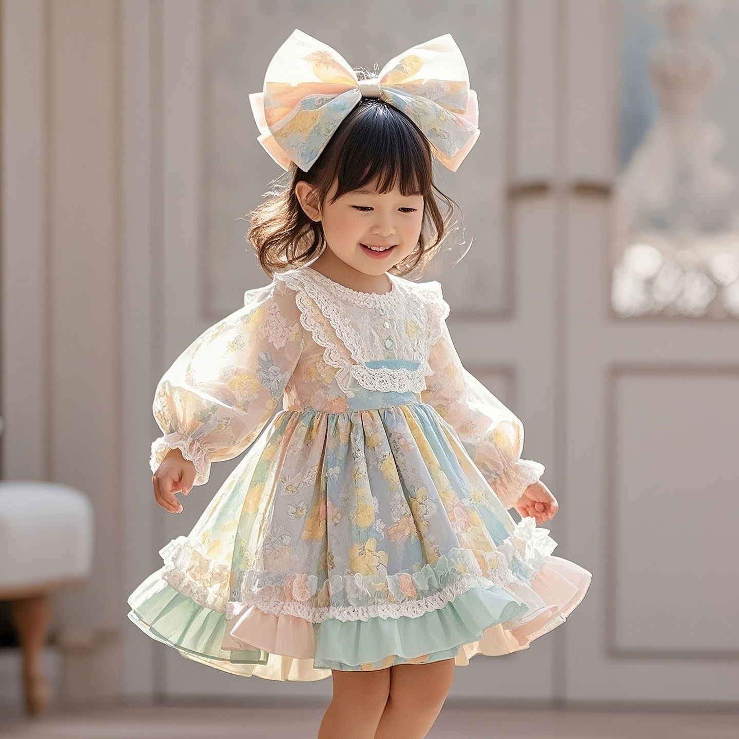 儿童春装洛丽塔女童连衣裙小女孩洋气公主裙女宝春秋绝美生日裙子