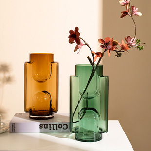 饰 新中式 创意立体几何抽象彩色花瓶摆件设计师插干花瓶客厅酒店装