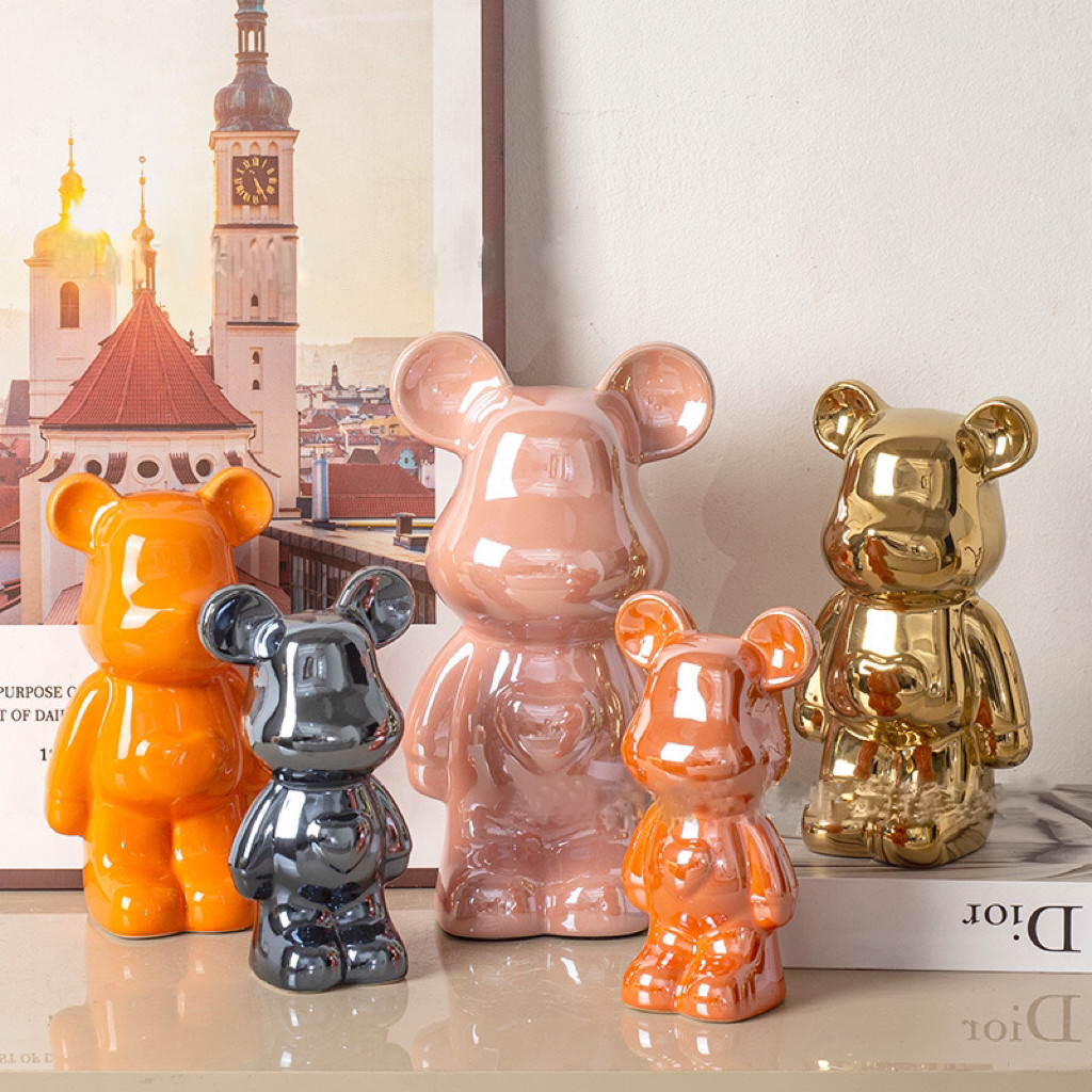 迷你陶瓷暴力熊摆件多种颜色可选