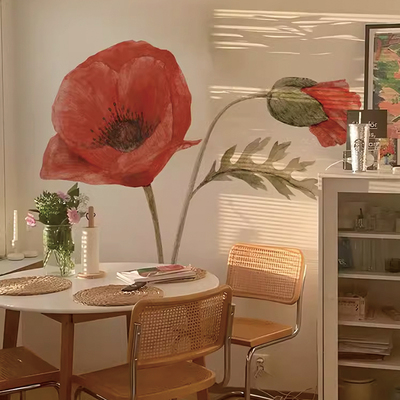 ins虞美人墙布纹背景墙遮盖防水