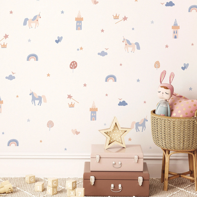 不透明布纹独角兽儿童房温馨墙贴
