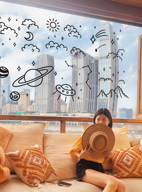 星空贴画宇宙玻璃门窗户房间装饰