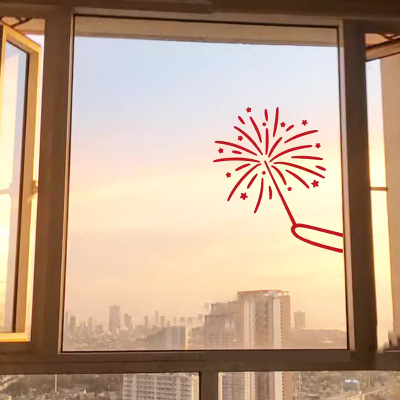 新年镂空玻璃门PVC墙贴