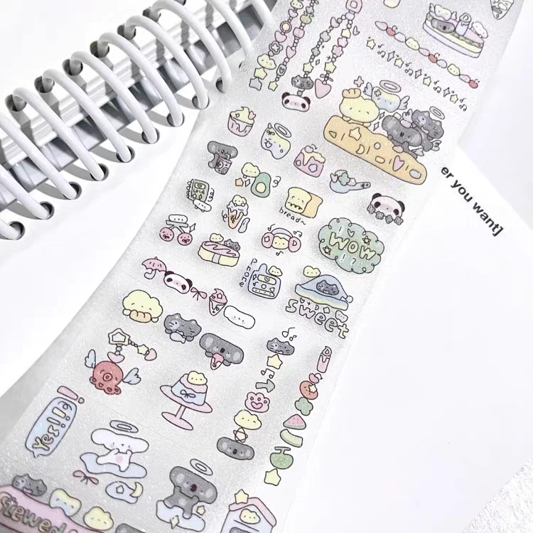 分装-南边的小狗铺原创切膜贴纸卷小熊猫动物聚会咕卡贴纸卷可爱