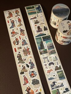 分装-柠檬可乐不加冰日系昭和切膜贴纸卷浮世绘江户人物手帐拼贴