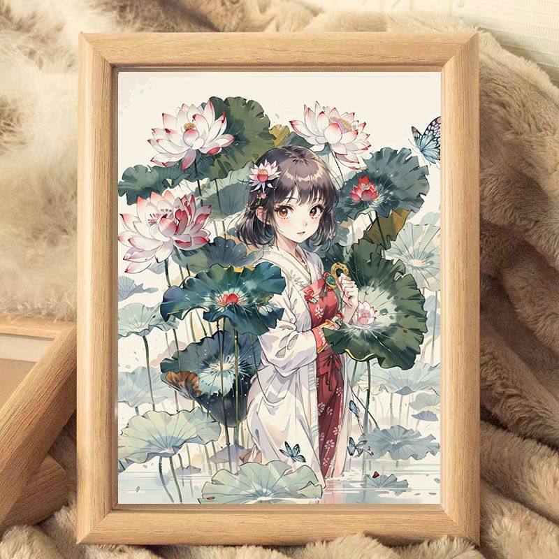 荷花女孩姓氏摆台相框远看是画近看是字桌面创意摆件饰品 diy礼物,家居饰品,相框/画框,淘宝优惠券,粉丝福利购,淘宝优惠卷