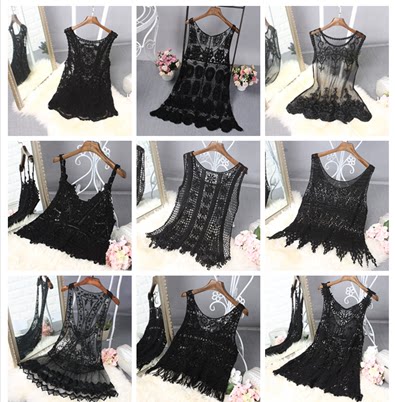 2024显瘦罩衫夏无袖蕾丝背心吊带外穿宽松镂空大码马甲中长款上衣