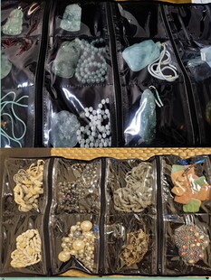 项链玉牌收纳包加大格子108珠手串文玩收藏袋绒布卷包手镯耳环袋