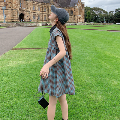 法式复古格子连衣裙女夏2025新款高级感超好看小众设计小个子裙子