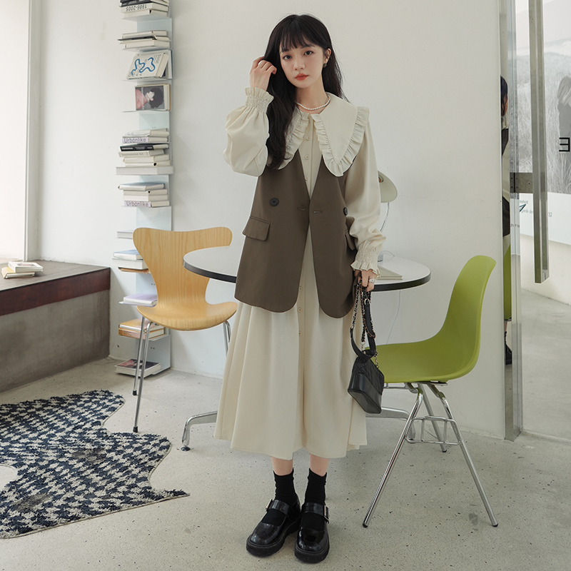 法式衬衫长袖连衣裙套装女春季马甲2025新款高级感时髦两件套洋气