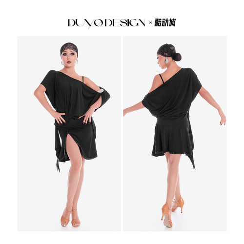 双侧镂空飞片上衣国标女拉丁舞服