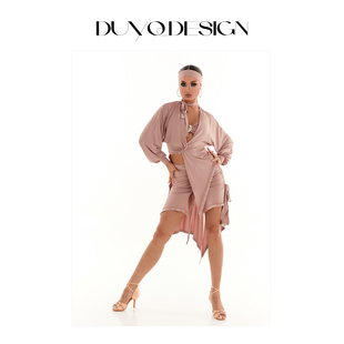 DUYQ 019包臀抽绳半身裙成人国标拉丁舞练功表演服 双生花拉丁