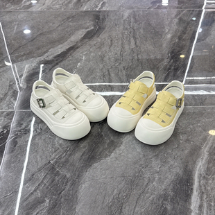 休闲鞋 真皮镂空罗马凉鞋 增高女鞋 春夏厚底小白鞋 松糕底 2026年新款