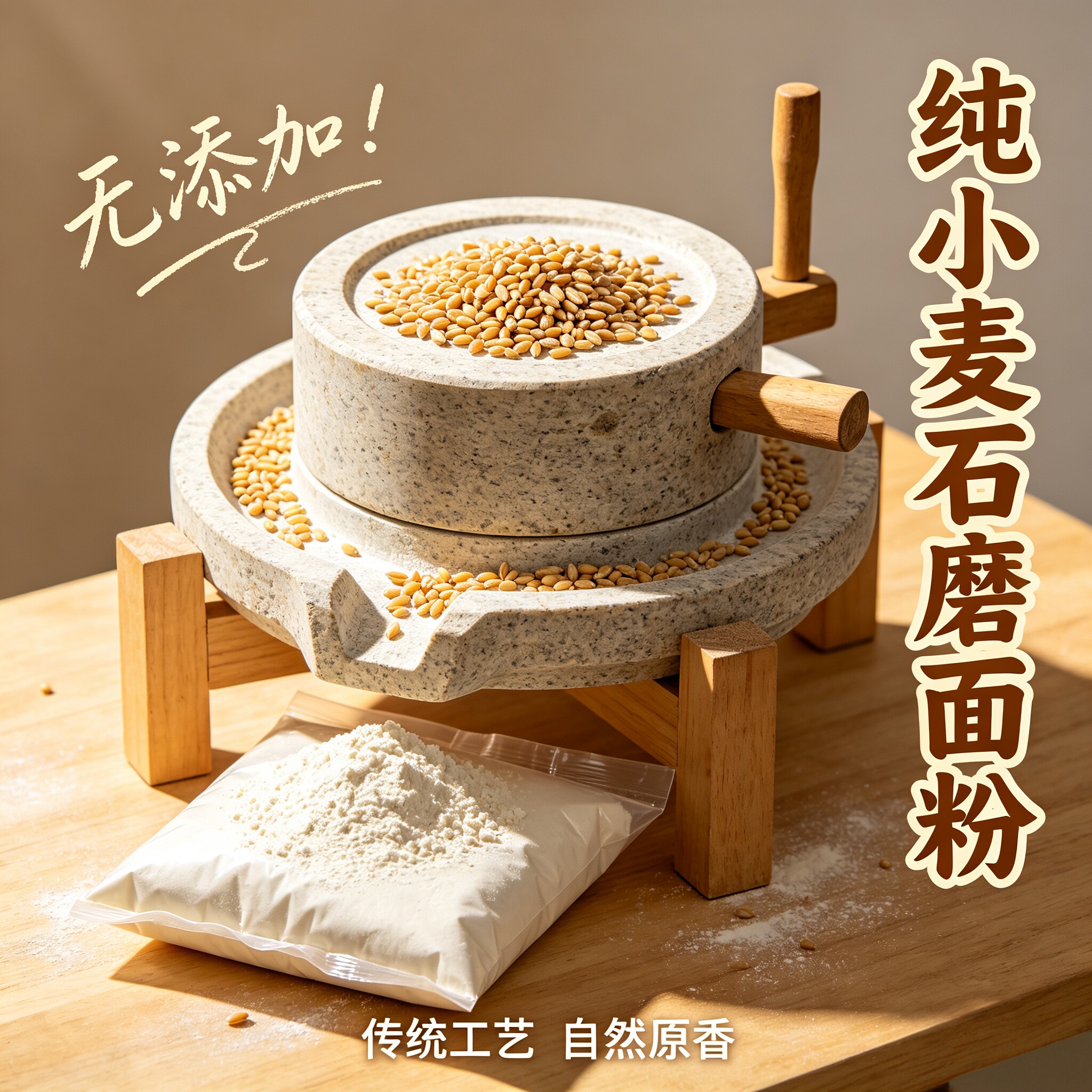 面粉石磨小麦面粉甘肃民勤全麦面粉石磨面粉含麦芯麦芽无添加