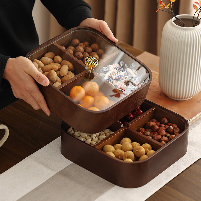 新中式分格干果盒新年乔迁桌面透明盖分格零食干果瓜子坚果收纳盘,餐饮具,果盆/果盘/果篮,淘宝优惠券,粉丝福利购,淘宝优惠卷
