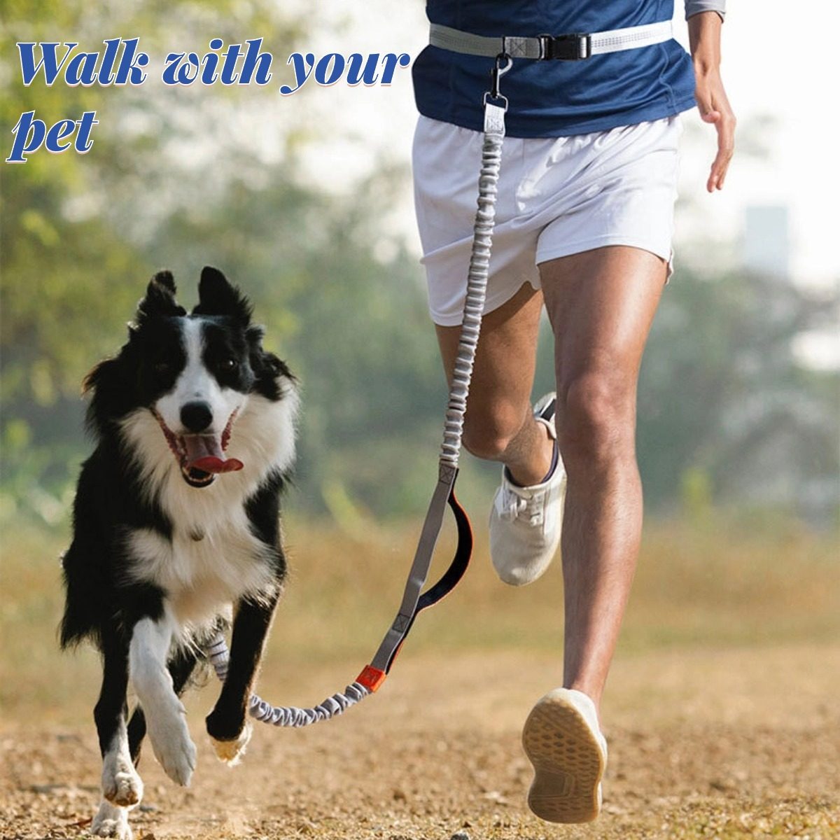 免提狗绳腰带狗跑皮带免提大型犬中型和小型犬的防爆冲牵引绳