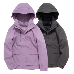 冲锋衣男女户外防风防水三合一两件套可拆卸羽绒内胆防寒服外套潮