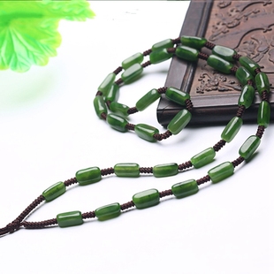 手工编织天然和田玉碧玉竹节珠吊坠挂绳项链绳男女款玉坠挂件绳子