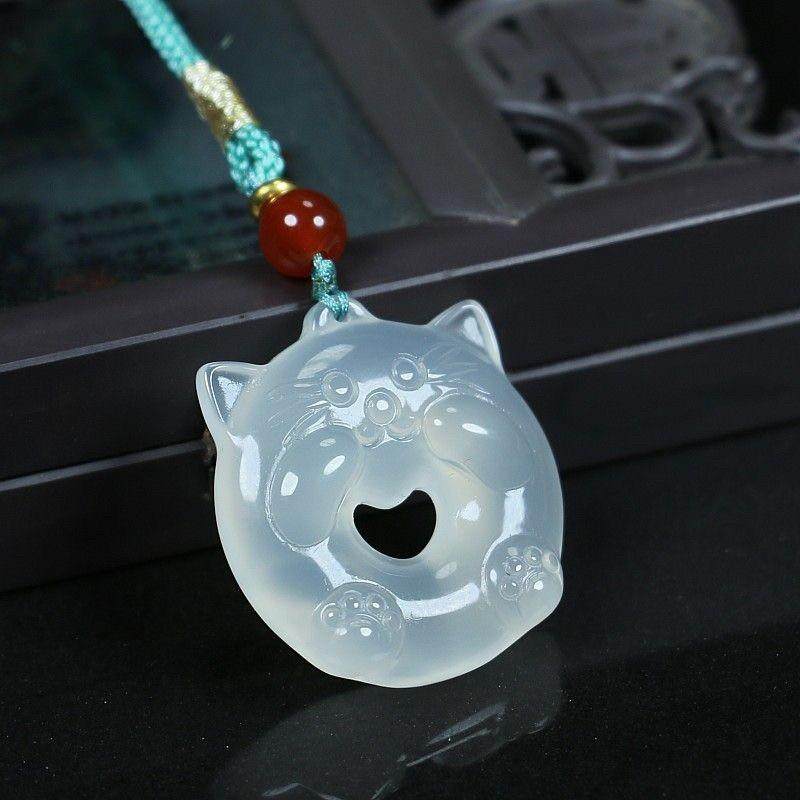 天然冰种玛瑙玉髓锁骨项链
