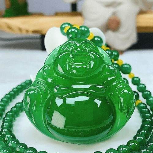 天然冰种玛瑙帝王绿吊坠项链