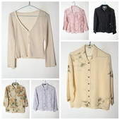 Vintage 文艺宽松长短袖 日系 古着 软妹 复古巴洛克 女衬衫 111