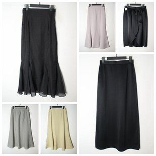 拉链腰 大花半身裙 225 女纯色碎花中长款 古着Vintage日制春夏季