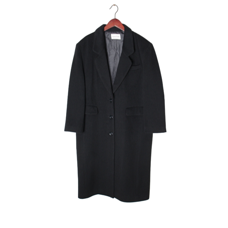 vintage日本制 高端中古复古毛领毛呢中长款混羊绒羊毛大衣外套 R