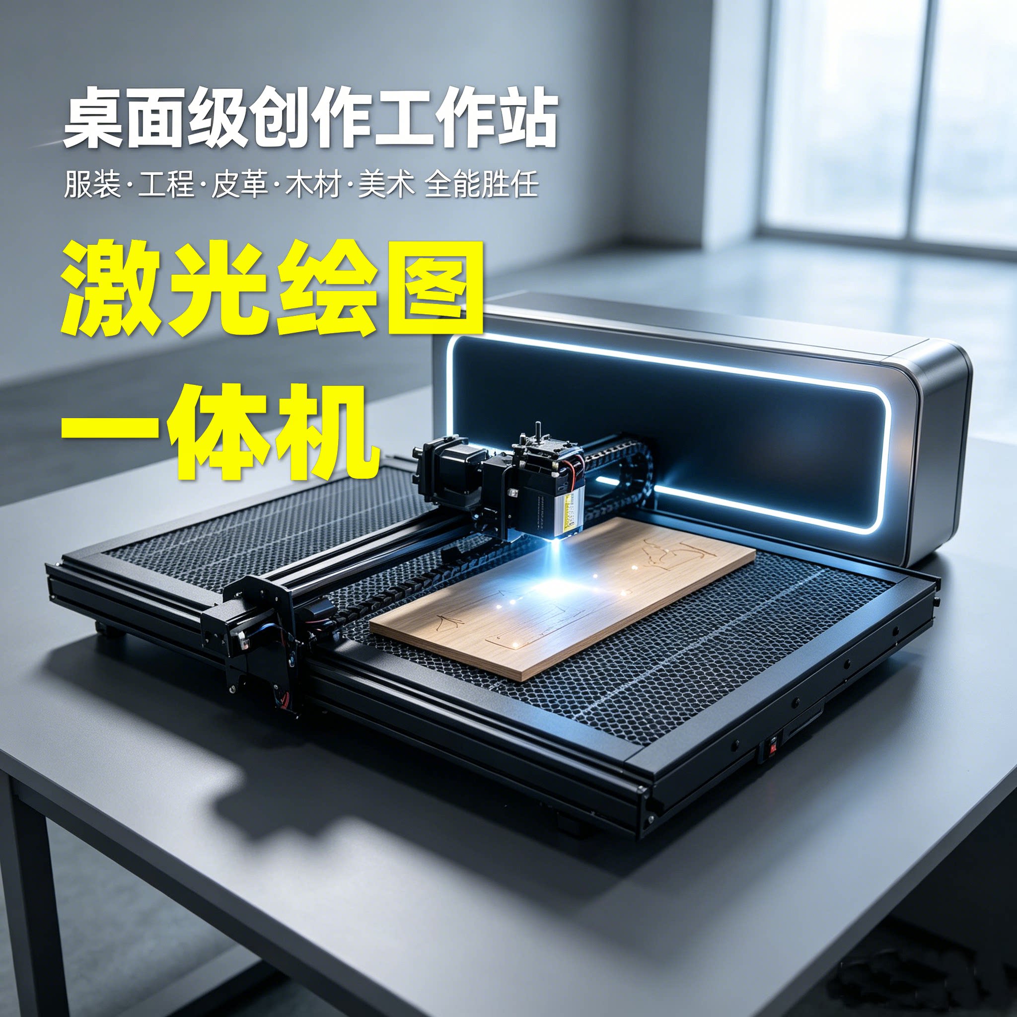 激光切割机雕刻机绘图仪一体机大幅面小型布料刻字机木板画图树叶