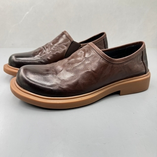 手抓纹乐福鞋 捡漏牛货广州鞋 一脚蹬皮鞋 夏季 外贸尾货真皮男新款