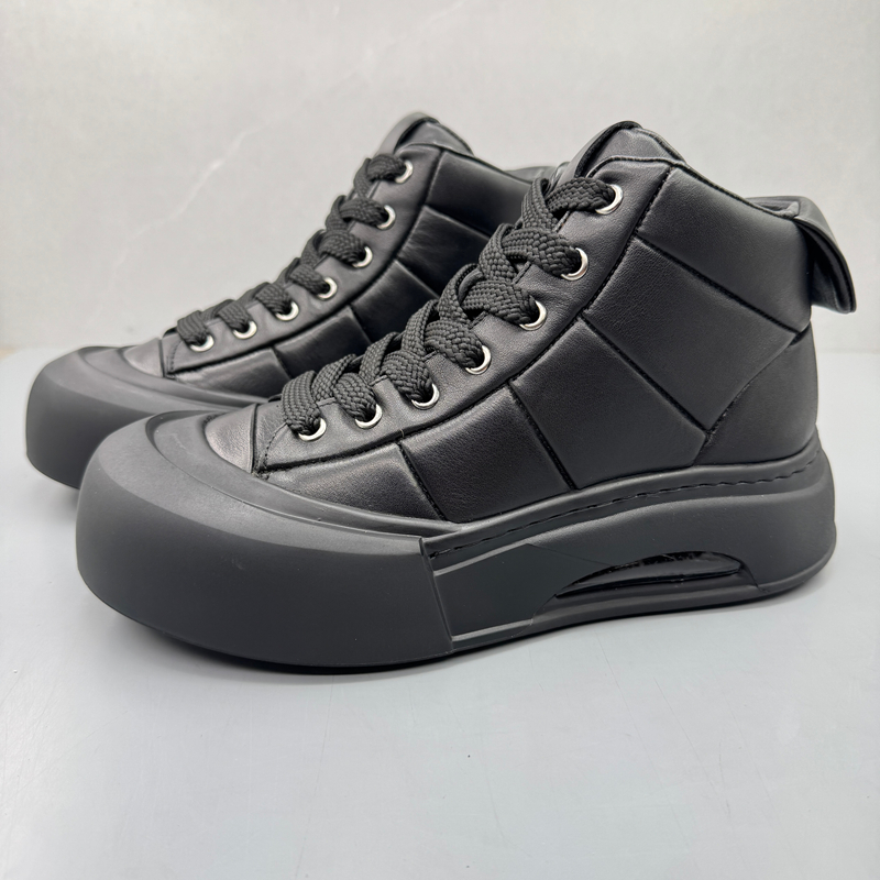 真皮男鞋气垫高帮板鞋厚底马丁靴