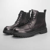 中帮靴英伦工装 捡漏稀缺高端外贸尾单真皮男秋季 新款 靴拉链马丁靴