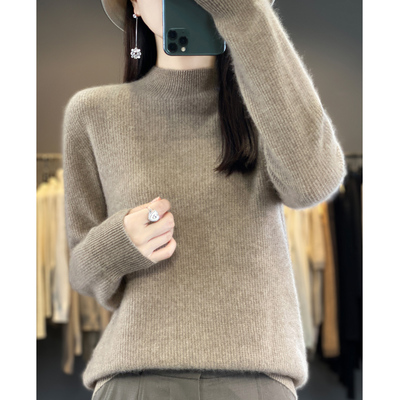 半高领修身打底羊毛衫女一线成衣欧货高端针织内搭毛衣纯色修身