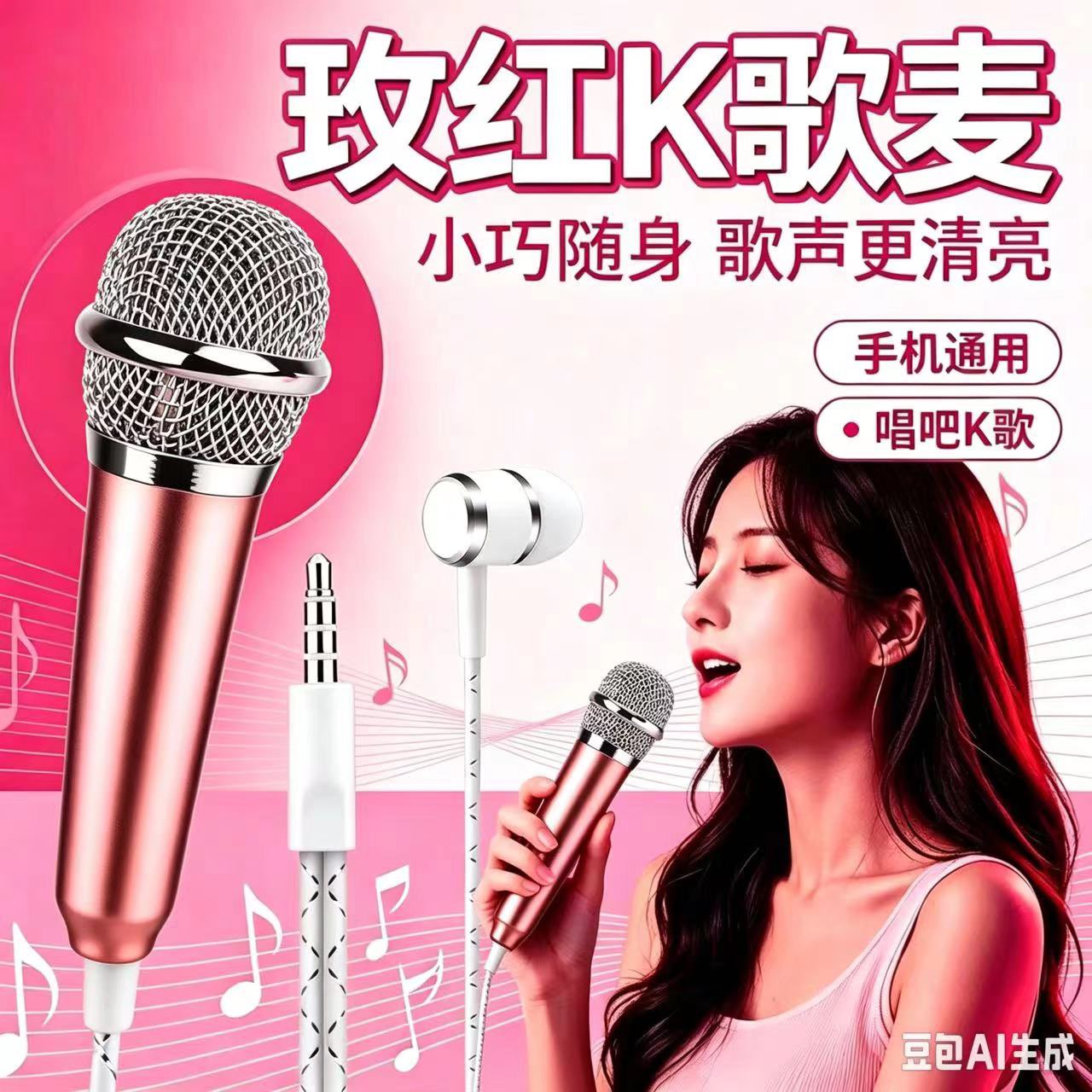 助眠asmr专用迷你麦克风耳机音控直播声控唱歌手机话筒通用