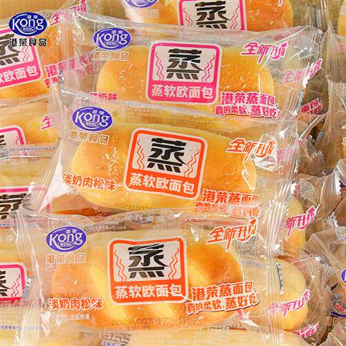 港荣蒸面包软欧面包早餐代餐整箱手撕面包淡奶肉松味糕点零食散称