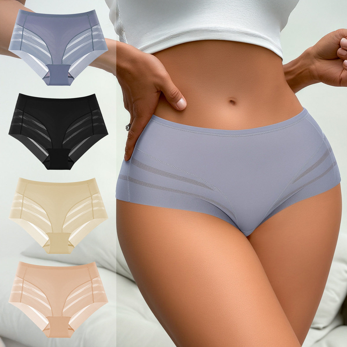 跨境女式内裤夏季冰丝高弹中腰大码透气网纱性感蕾丝女三角裤,女士内衣/男士内衣/家居服,男三角内裤,淘宝优惠券,粉丝福利购,淘宝优惠卷