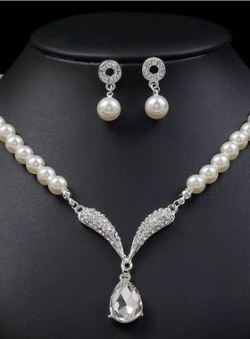 新娘饰品珍珠套外贸韩版项链韩国婚庆 新娘气质时尚水滴项链首饰