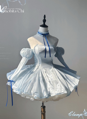 预售尾款!小叽cos人形电脑天使心cosplay蓝丝带连衣裙Chobits女装