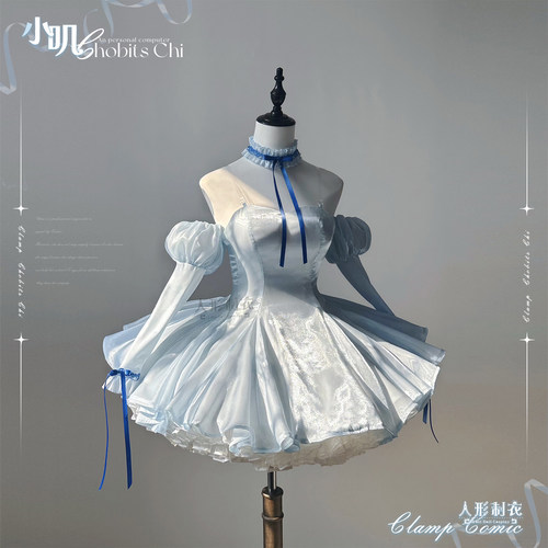 小叽蓝丝带cos服连衣裙水色日常