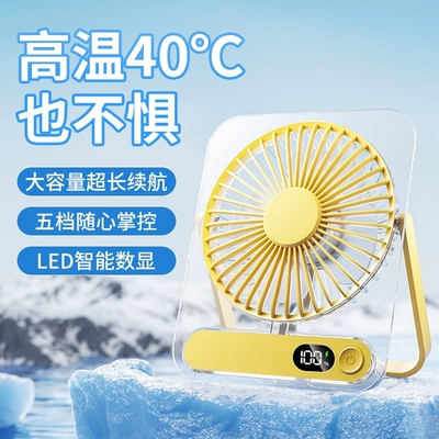 新款透明小风扇usb充电迷你便携办公室桌面小型台式大风力可折叠